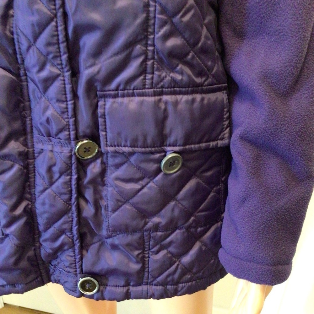 Womens Purple Quilted Fleece Sleeve Winter Coat Size Small - Picture 4 of 8